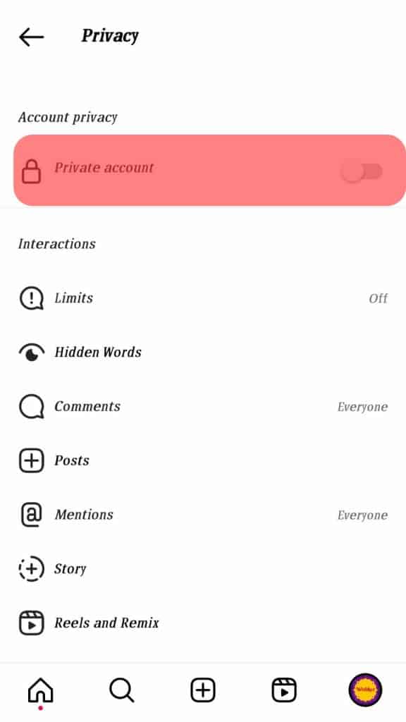 Set Your Instagram Account To Private