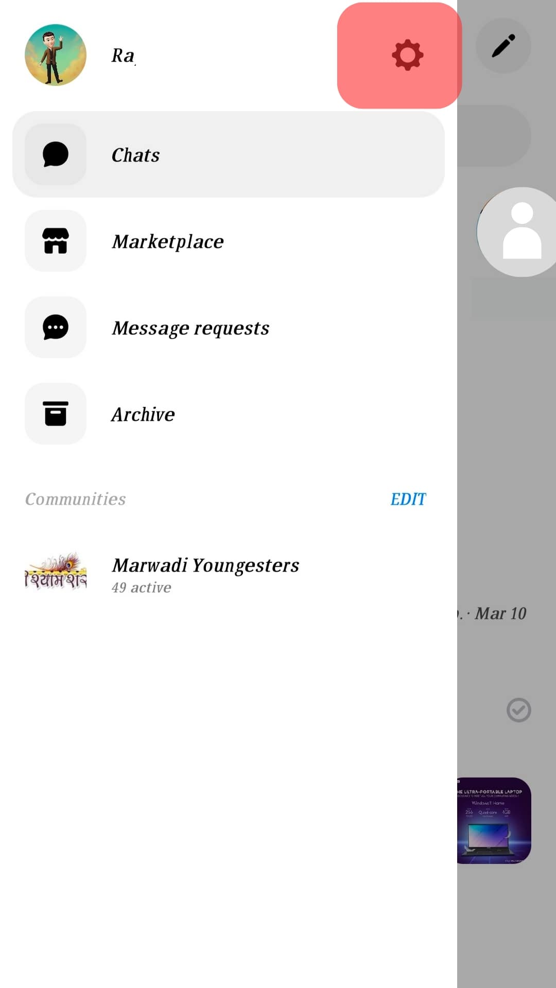 Settings Icon Messenger