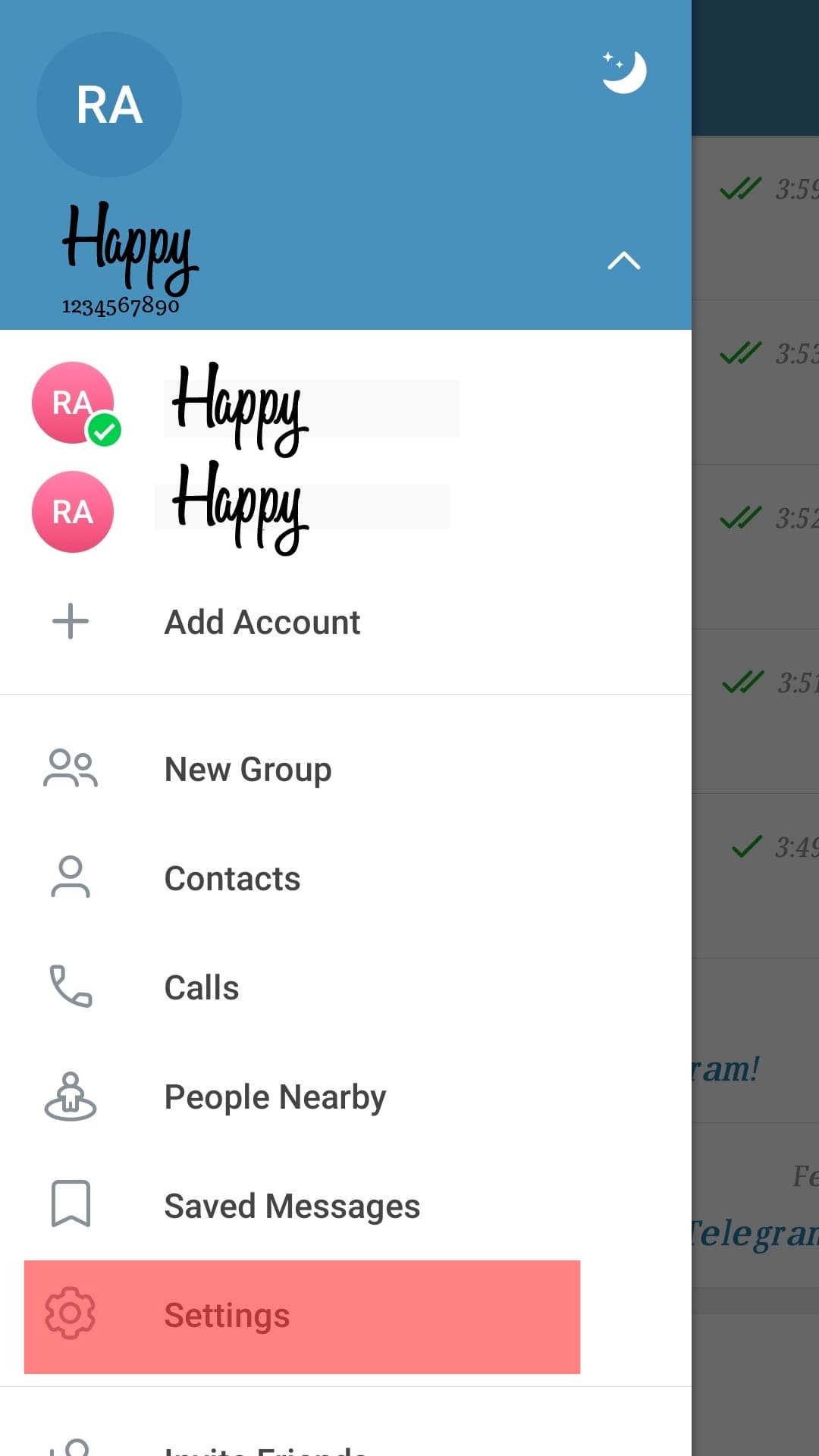 Settings Telegram