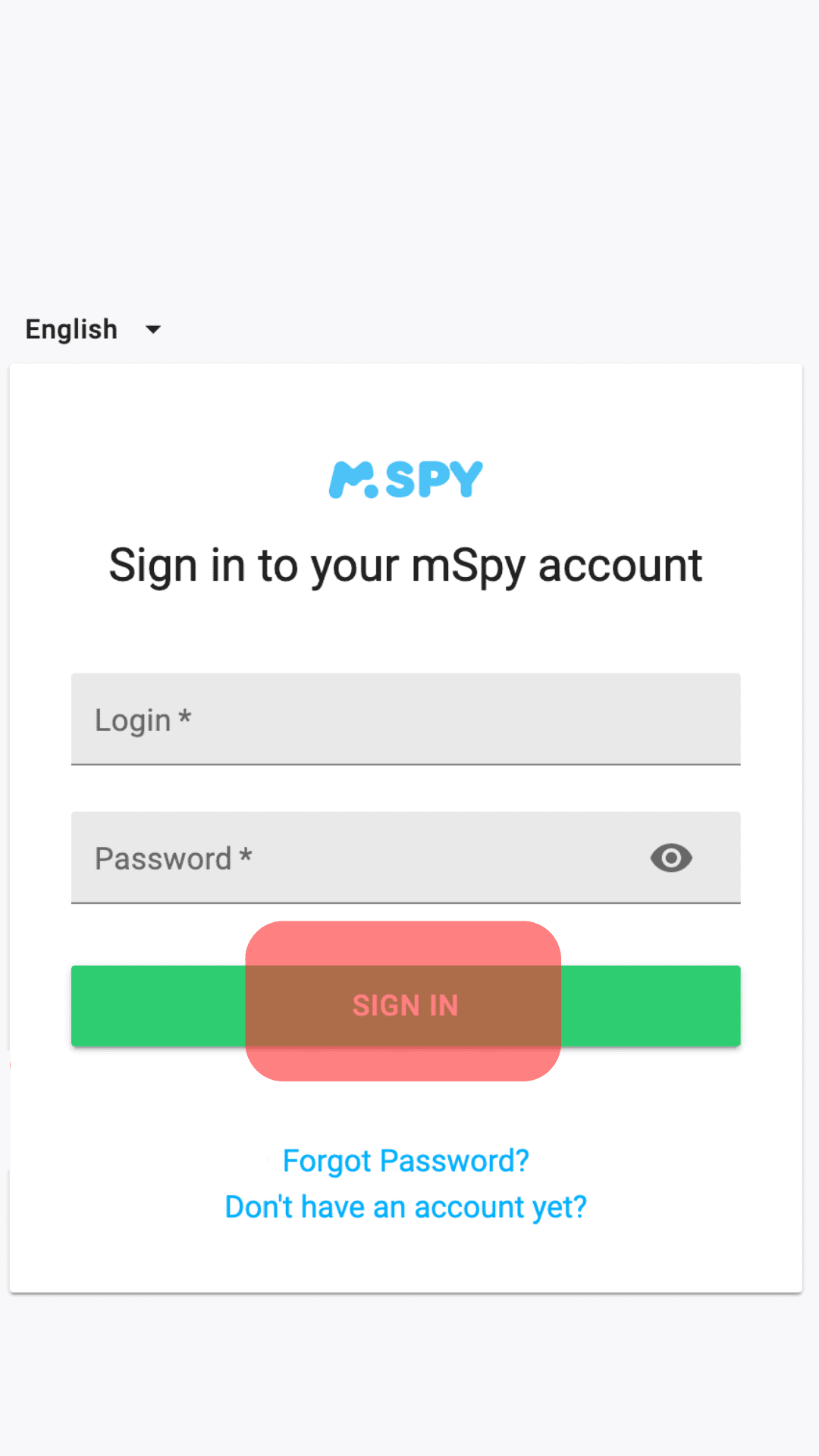 Sign In Using Your Newly Created Mspy Account