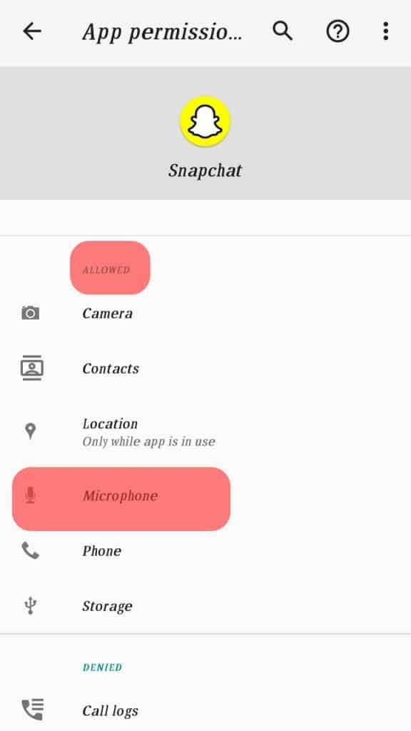 Snapchat Permissions