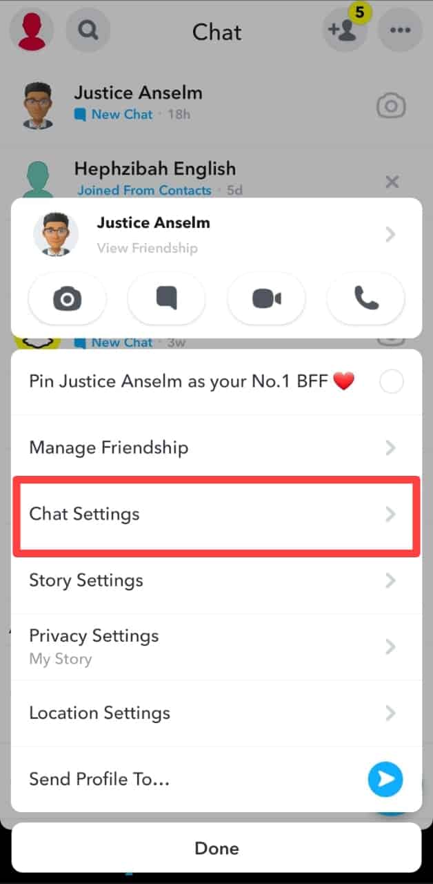 Snapchat Chat Settings