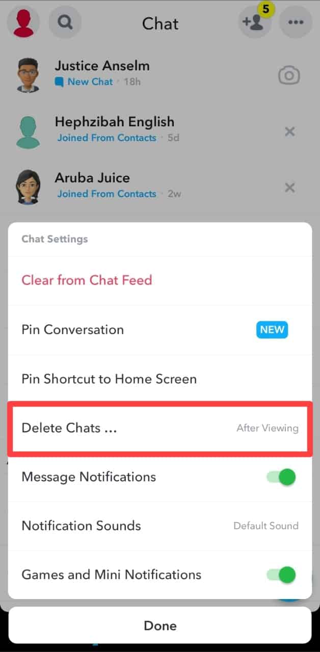 Snapchat Delete Chat