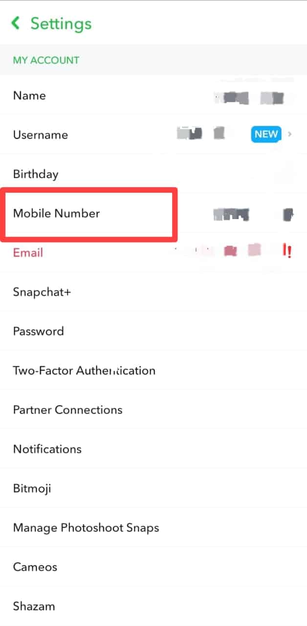 Snapchat Mobile Number