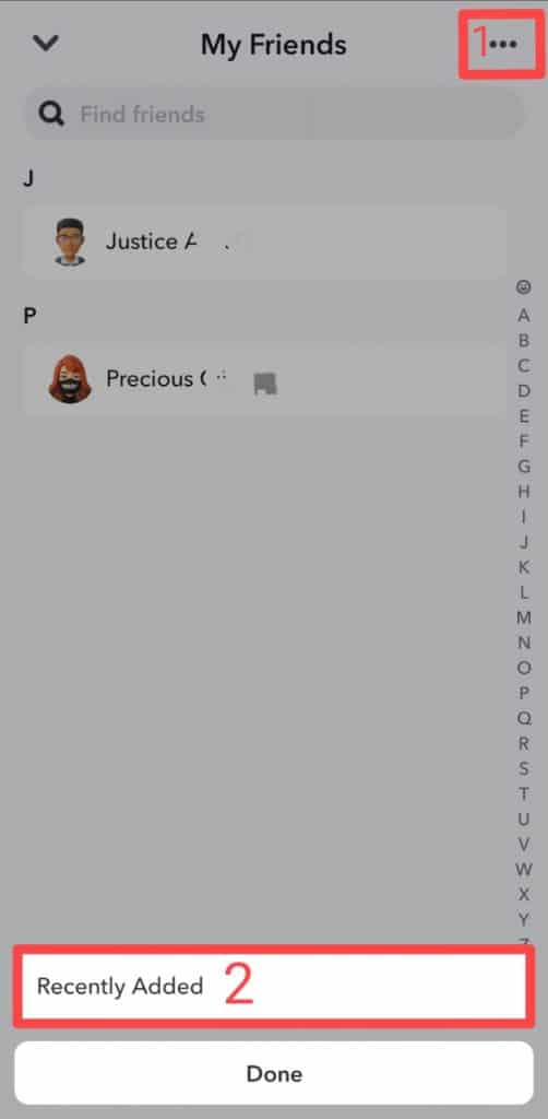 Snapchat Recently Added Friends