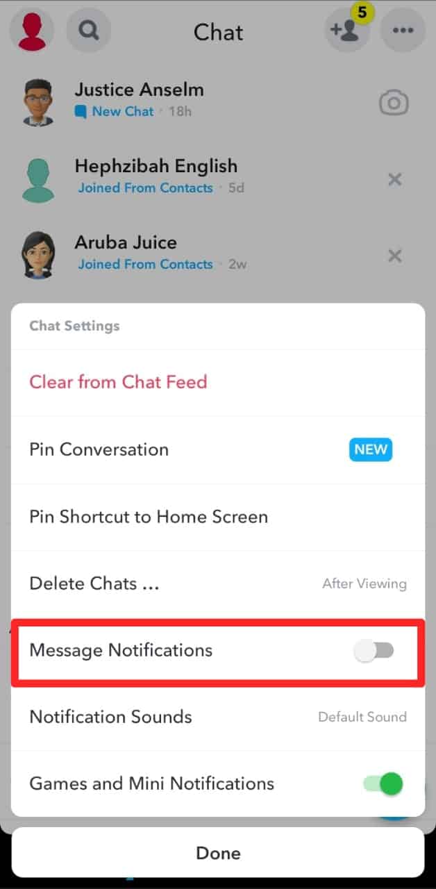 Snapchat Toggle Off Message Notifications