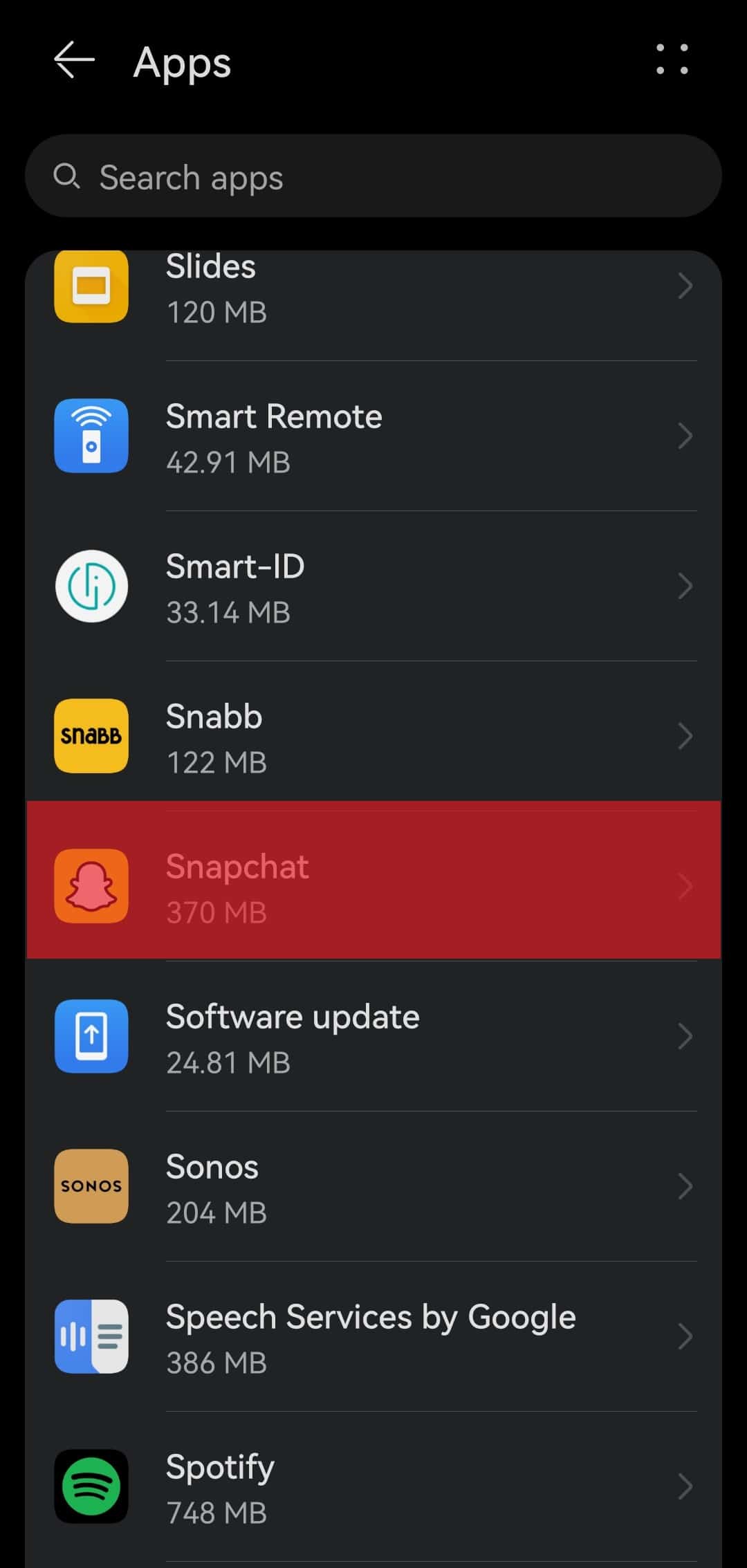 Snapchat In Android Settings