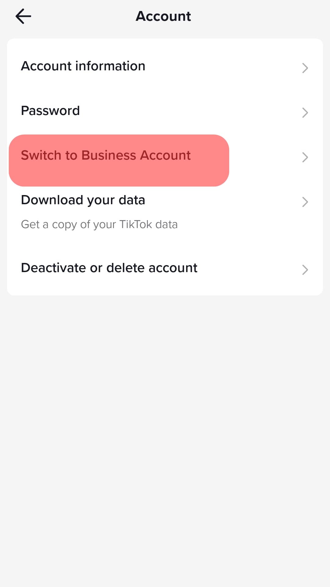 Switch Business Account Tiktok