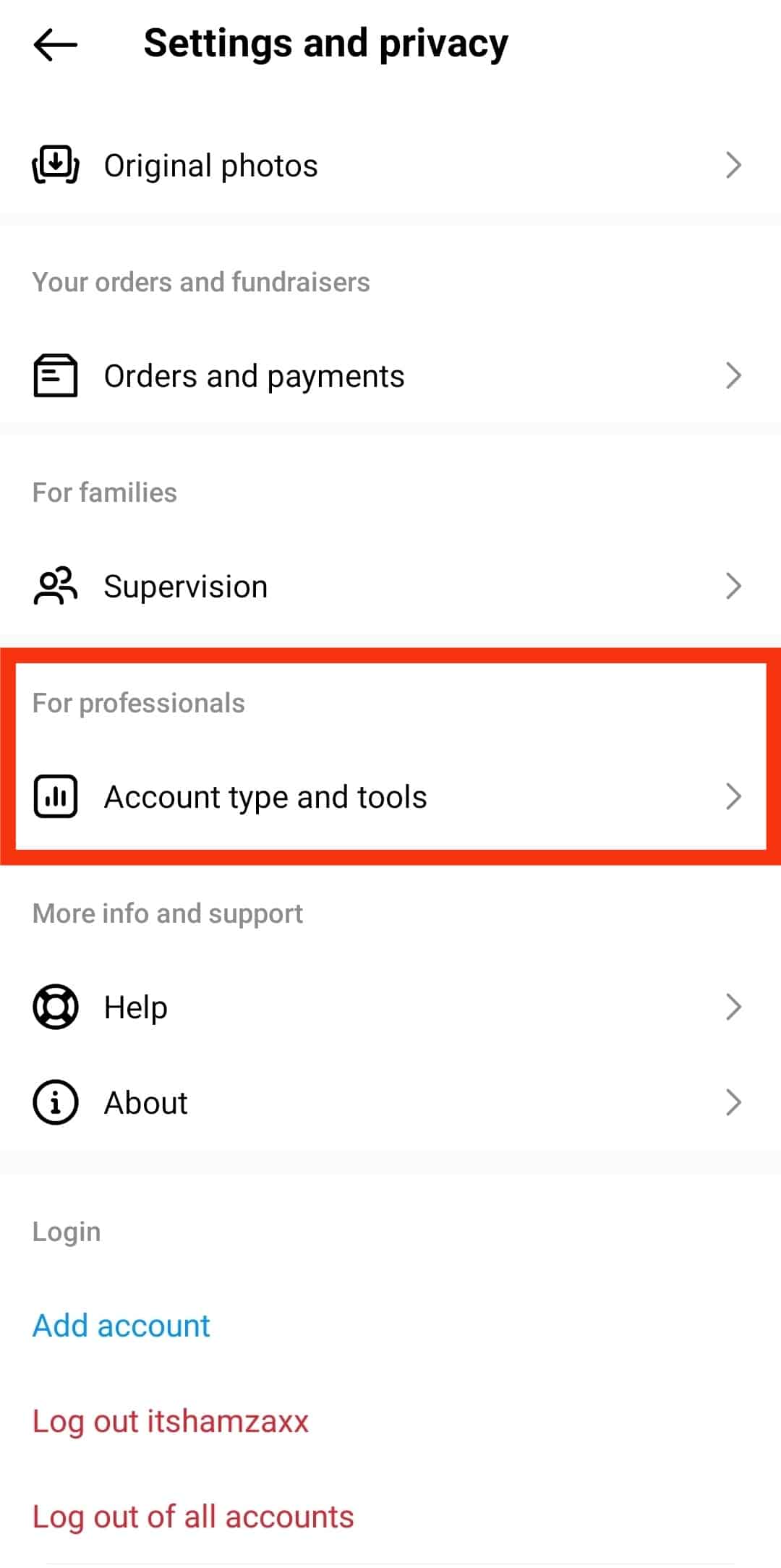 Tap Account Type And Tools