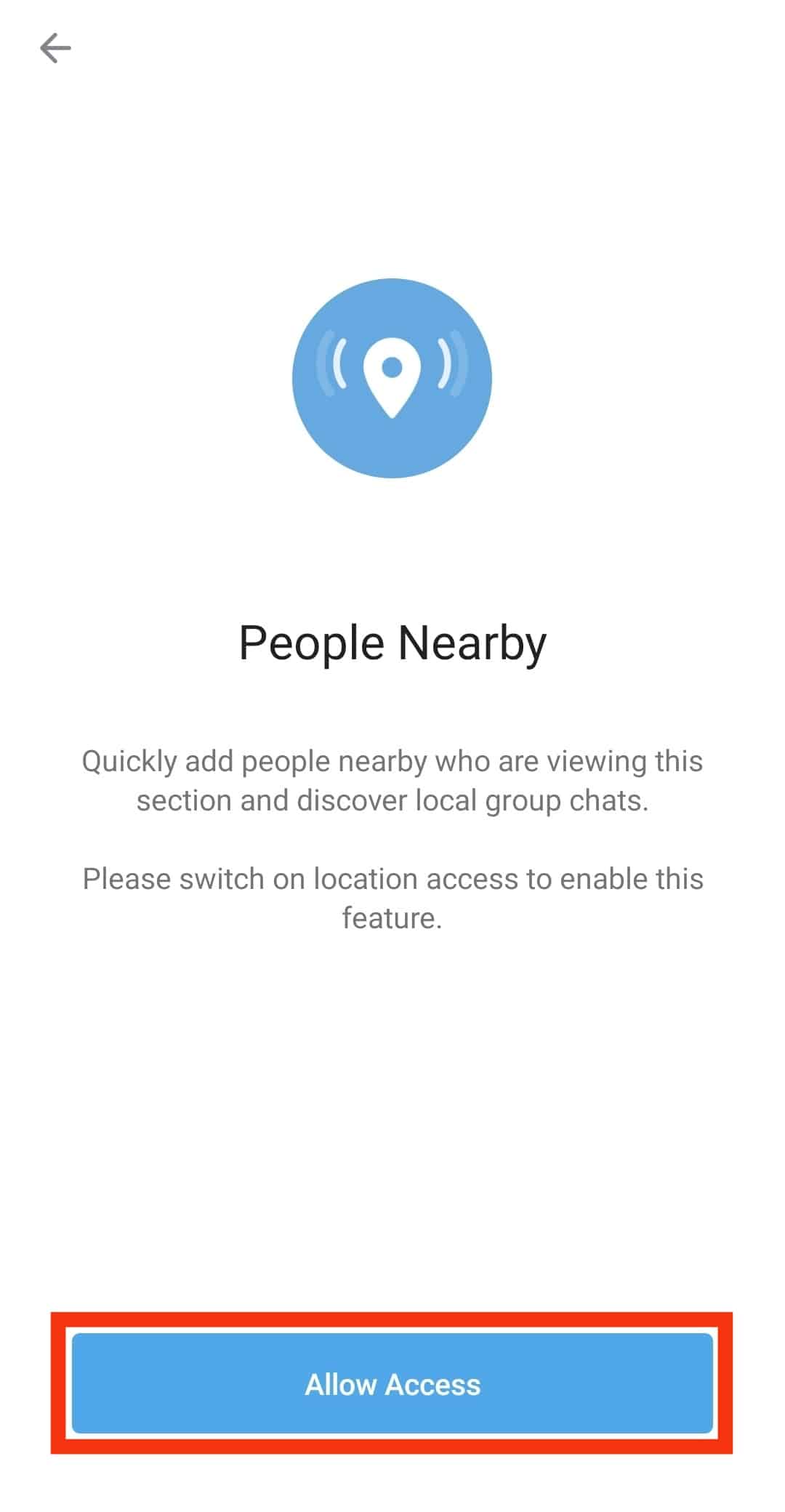 Tap Allow Access
