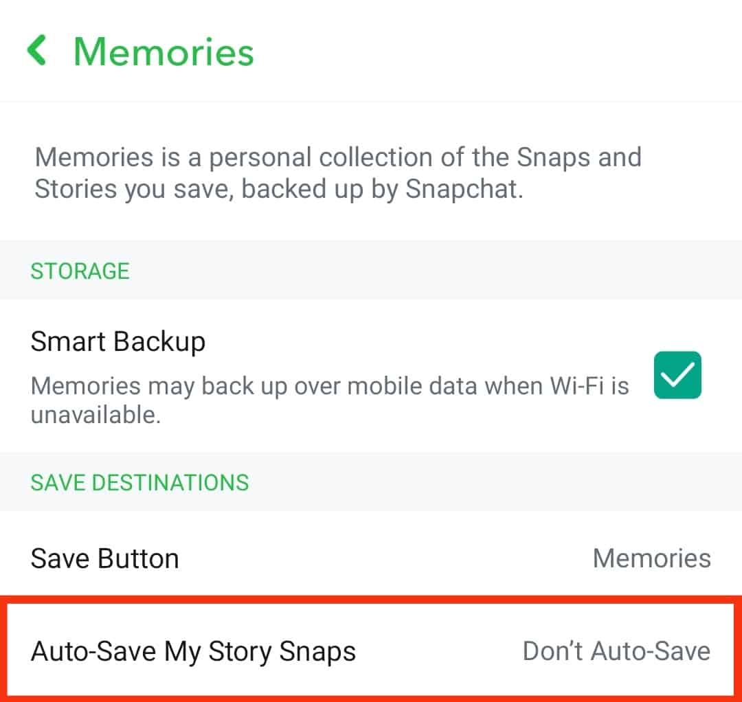 Tap Auto-Save My Story Snaps