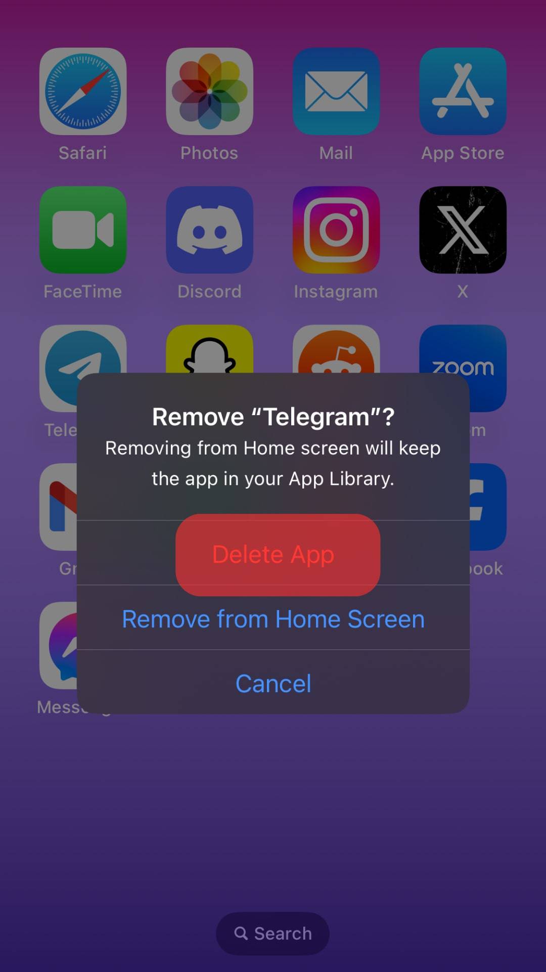 Tap Delete App To Confirm.