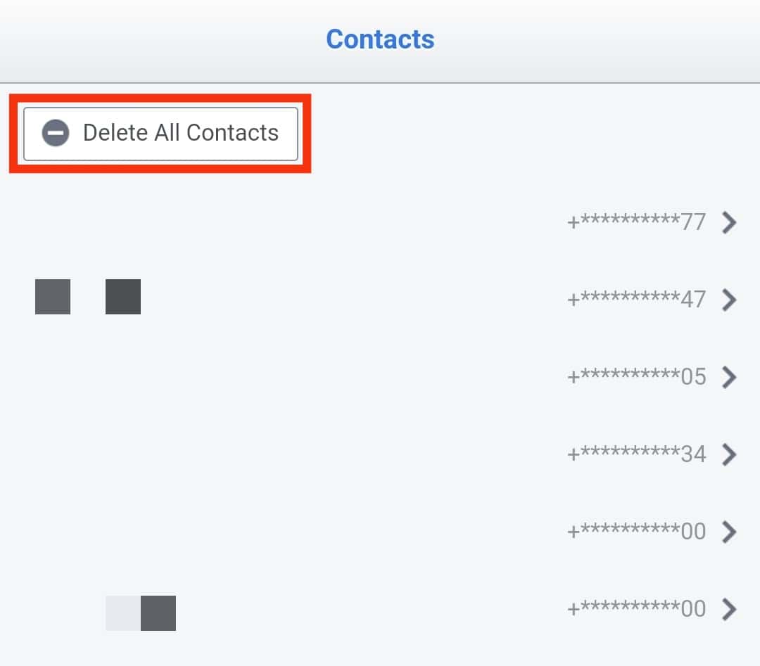 Tap Delete All Contacts