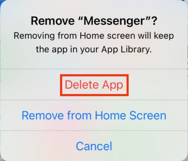 Tap Delete App To Confirm