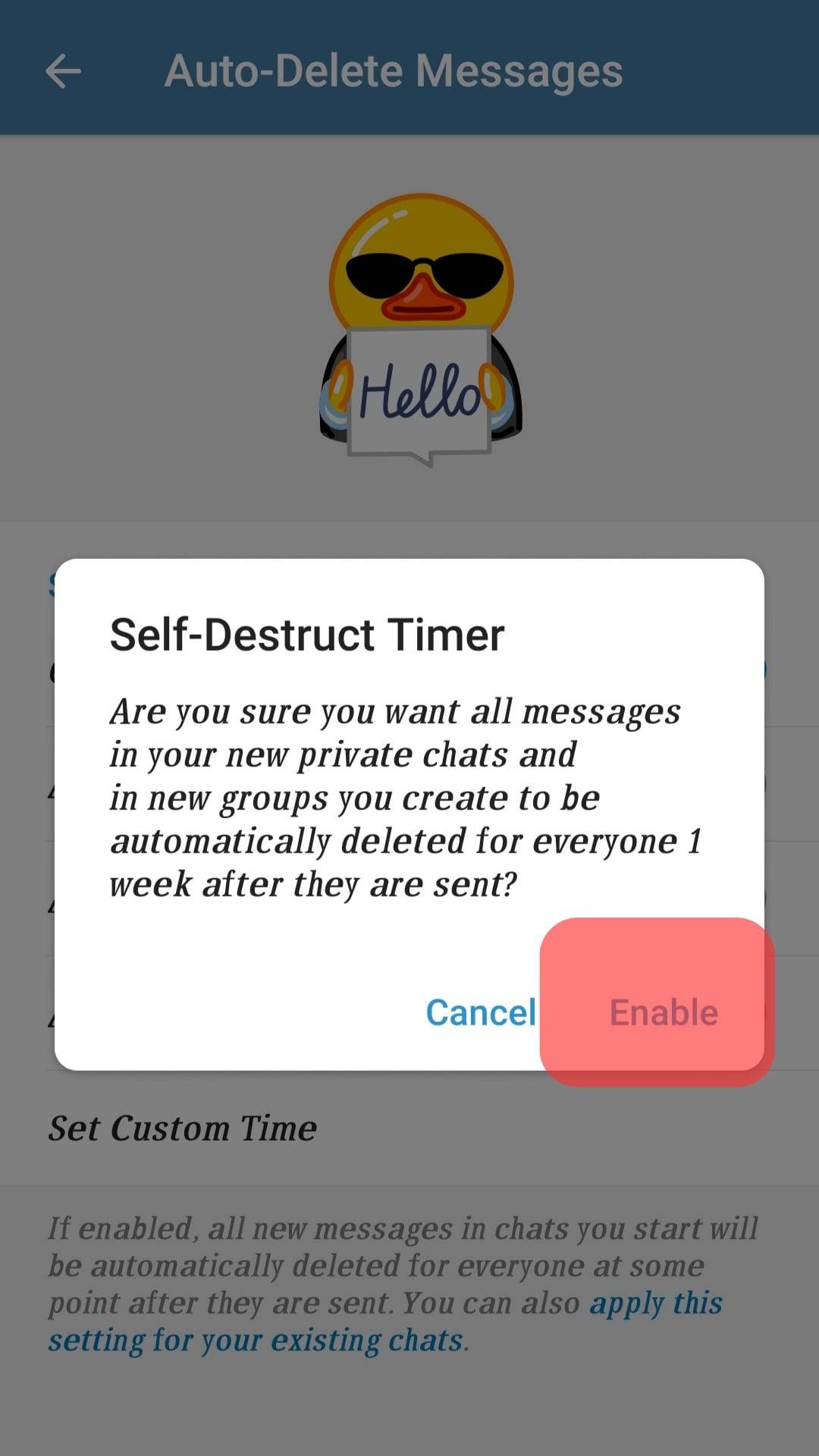 Tap Enable Auto-Deletion.