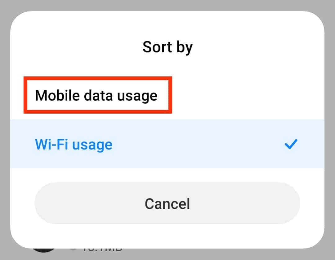 Tap Mobile Data Usage