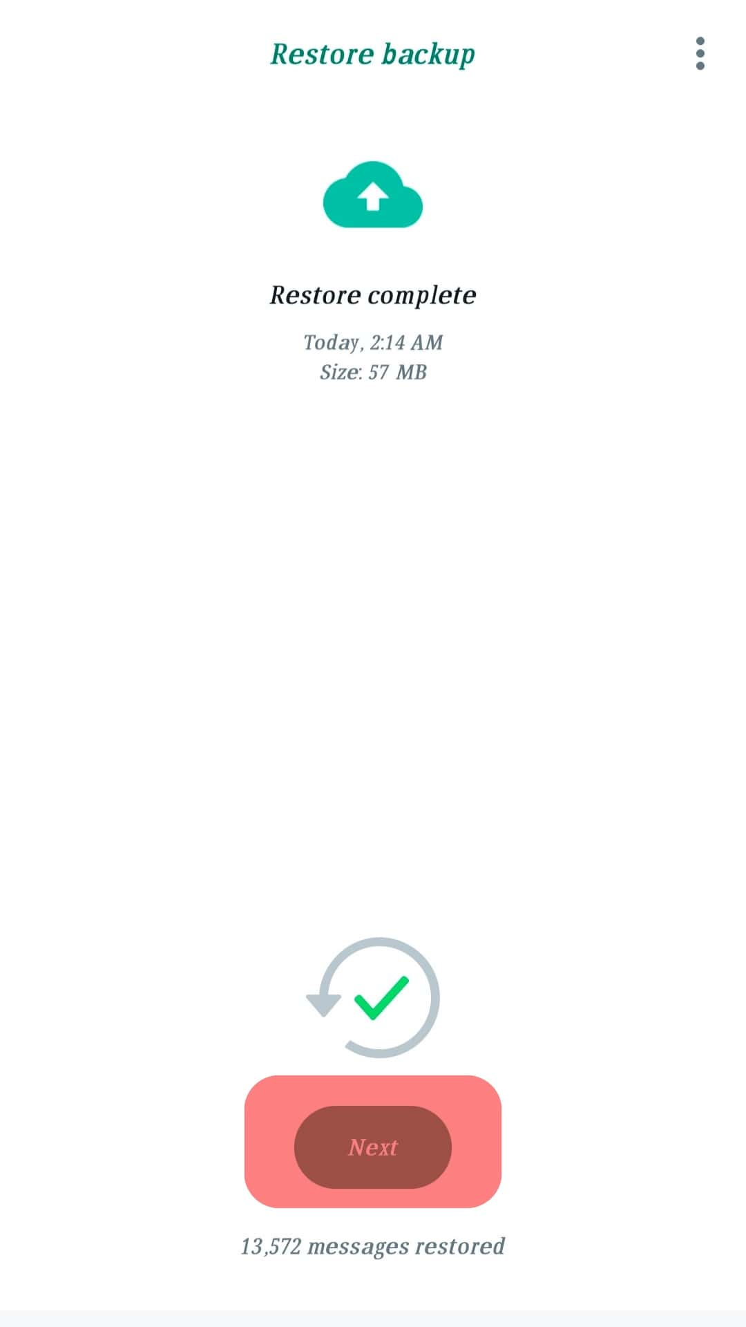 Tap Next After The Backup Is Restored