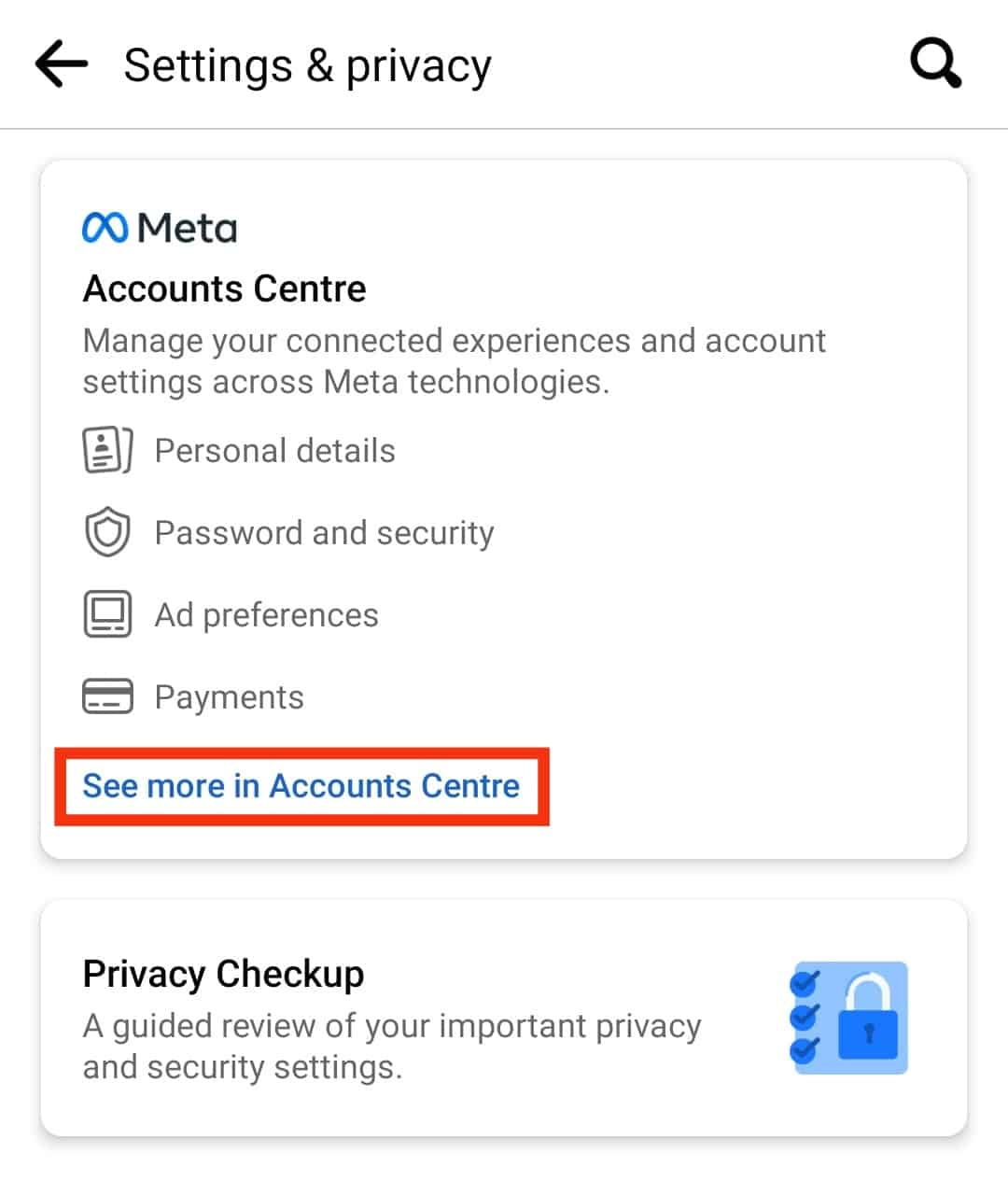 Tap 'See More In Accounts Center' Option