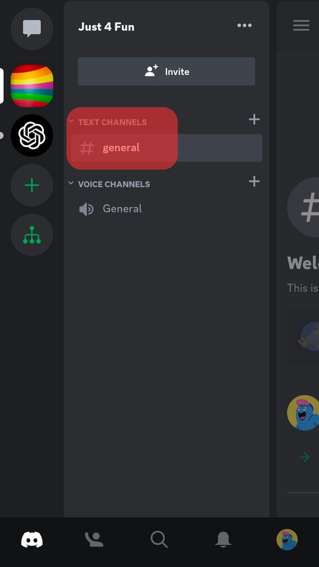 Tap And Hold On To The Discord Text Channel Section.