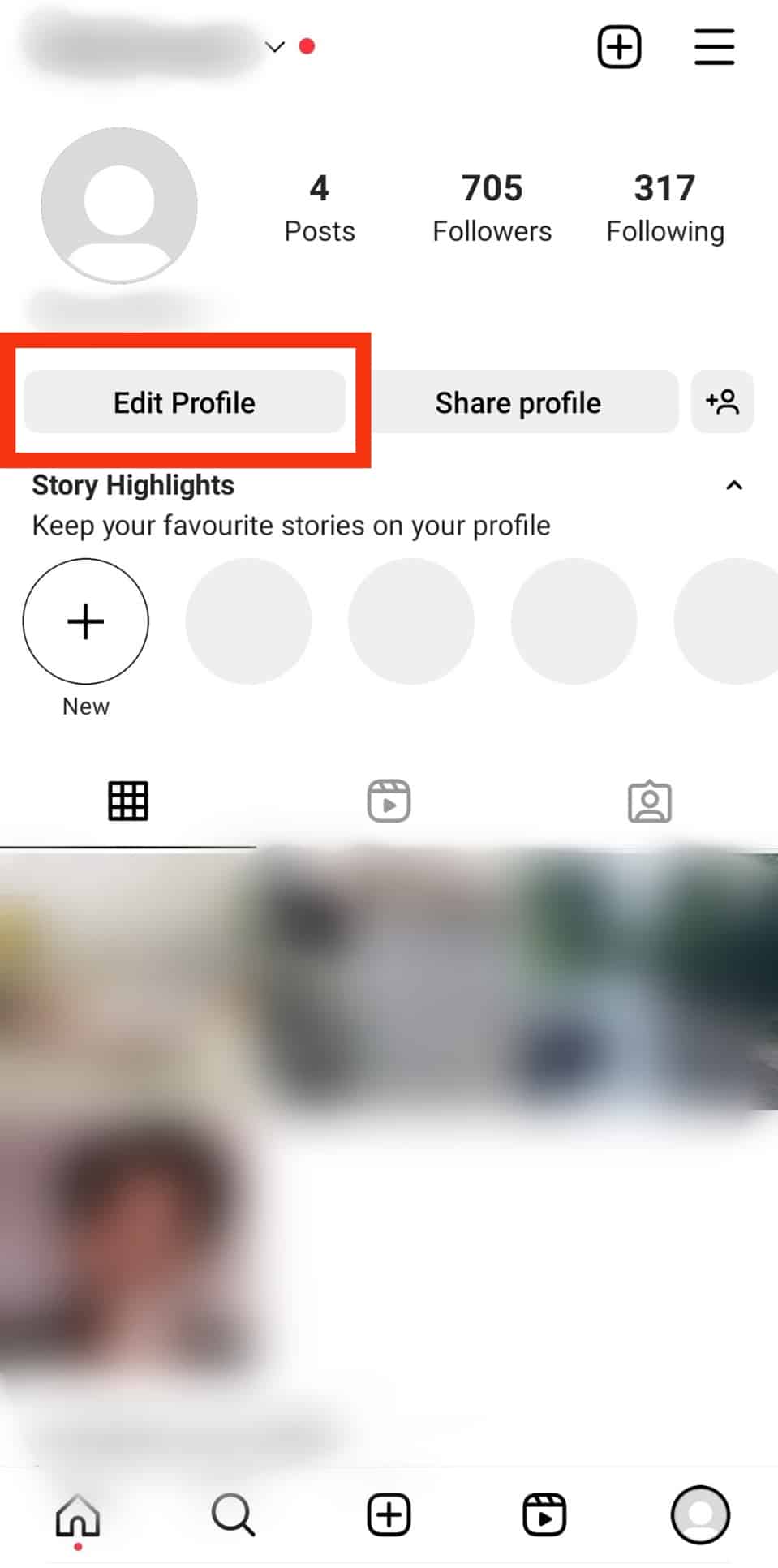 Tap Edit Profile Button