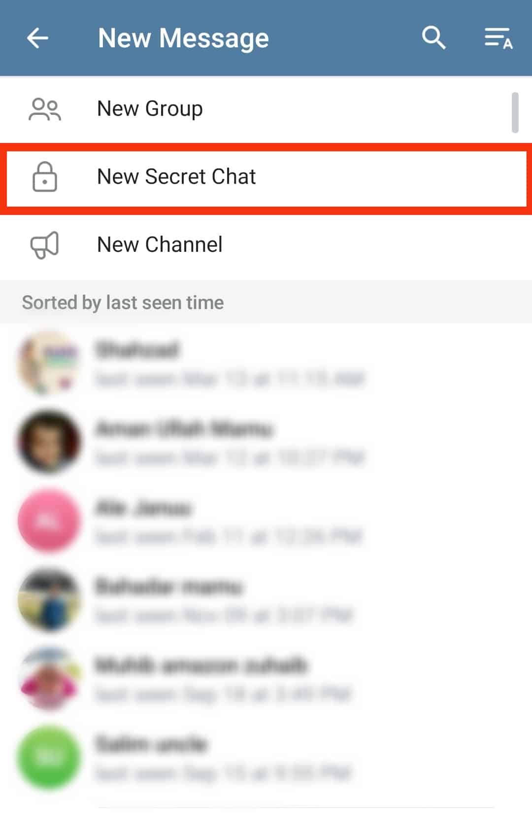 Tap New Secret Chat