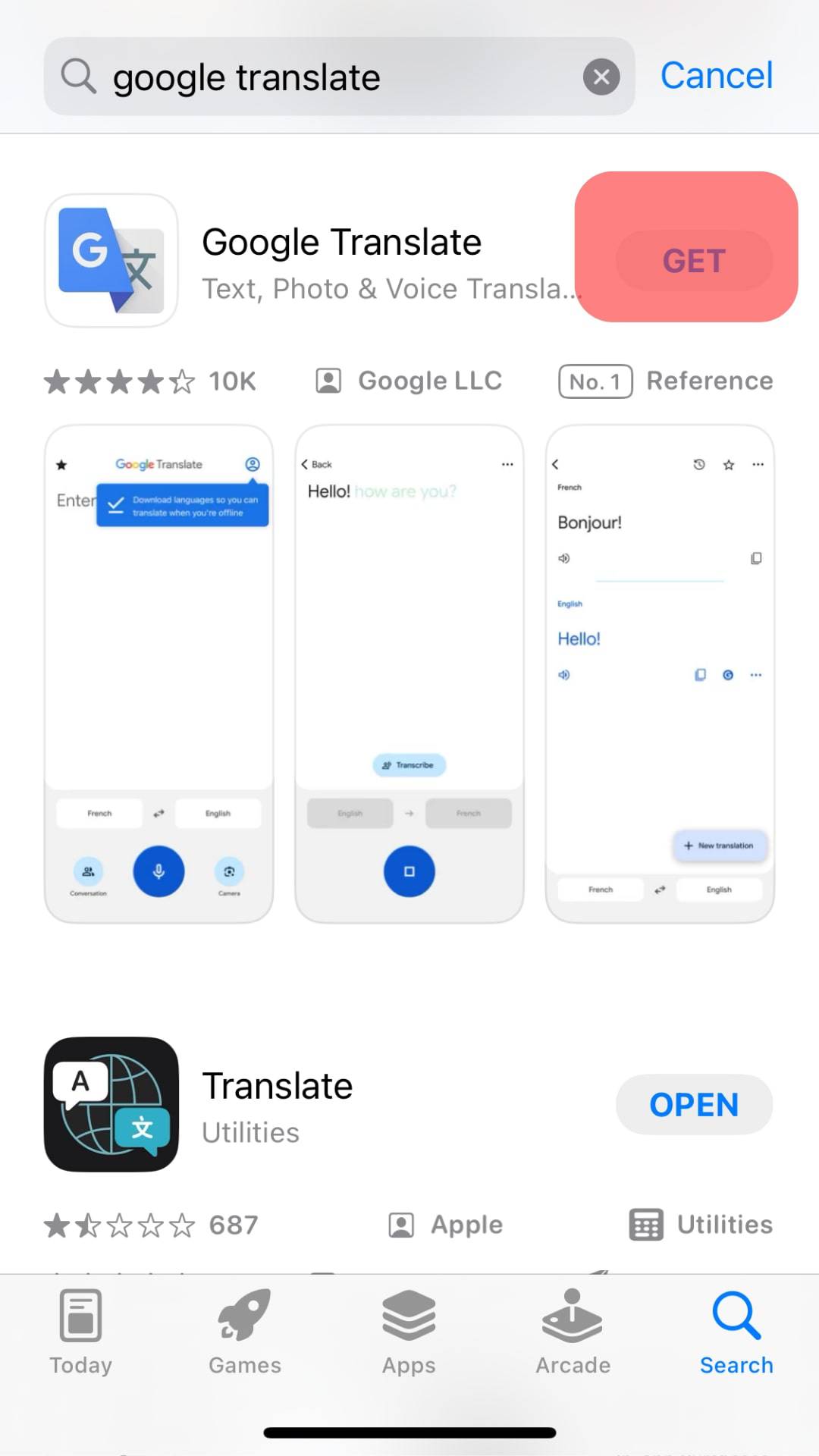 Tap On ‘Get Google Translate