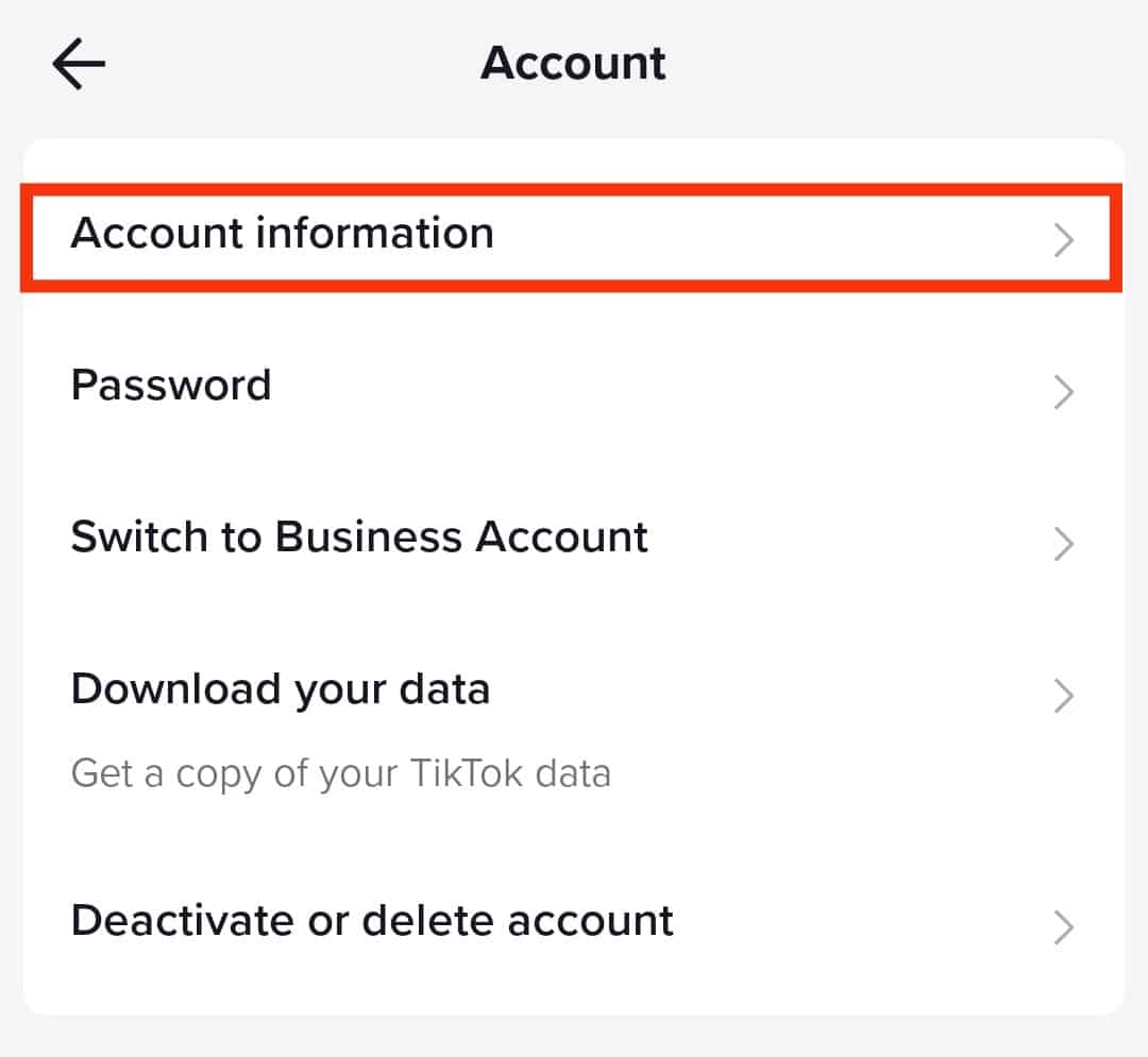 Tap On Account Information At Top