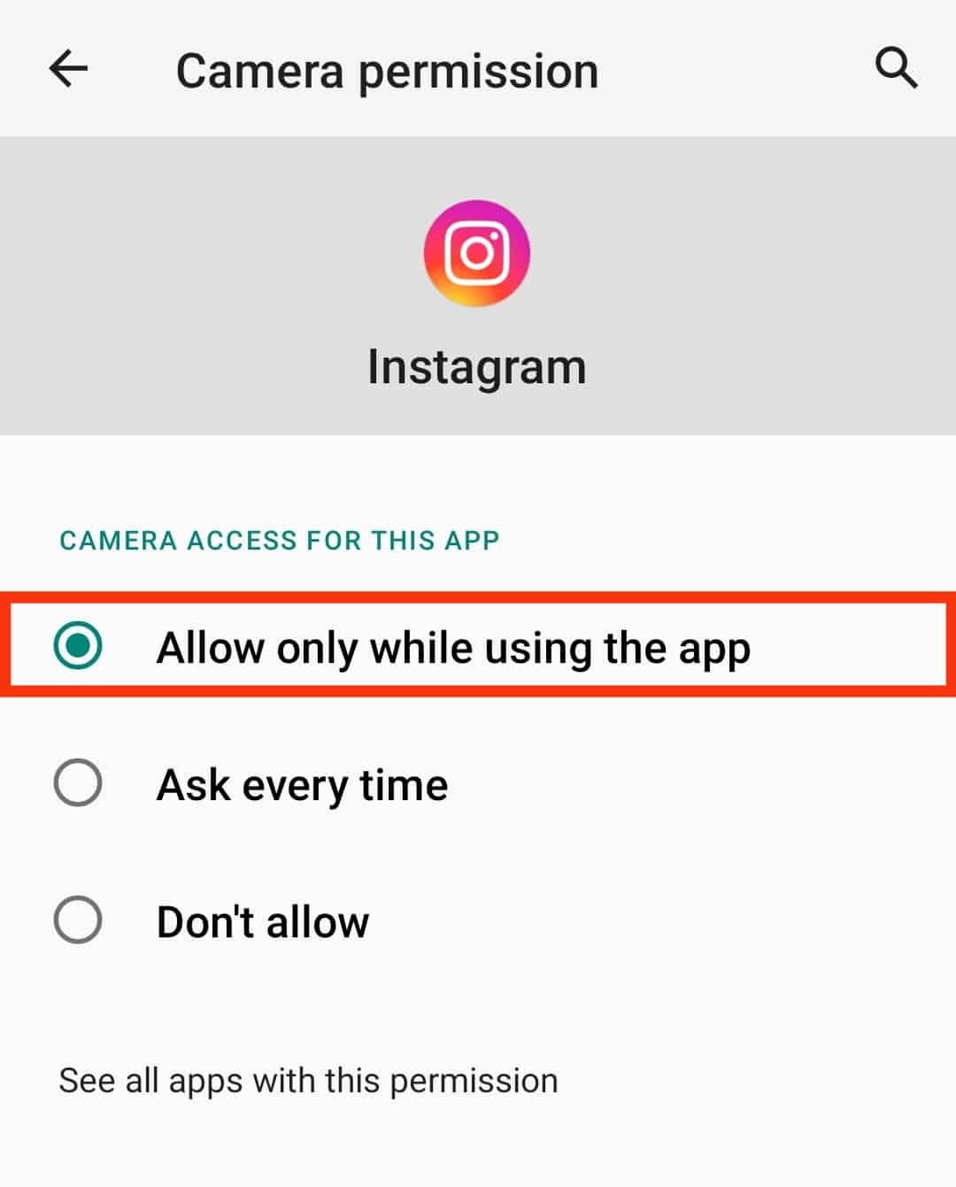 Tap On Allow Only When Using This App