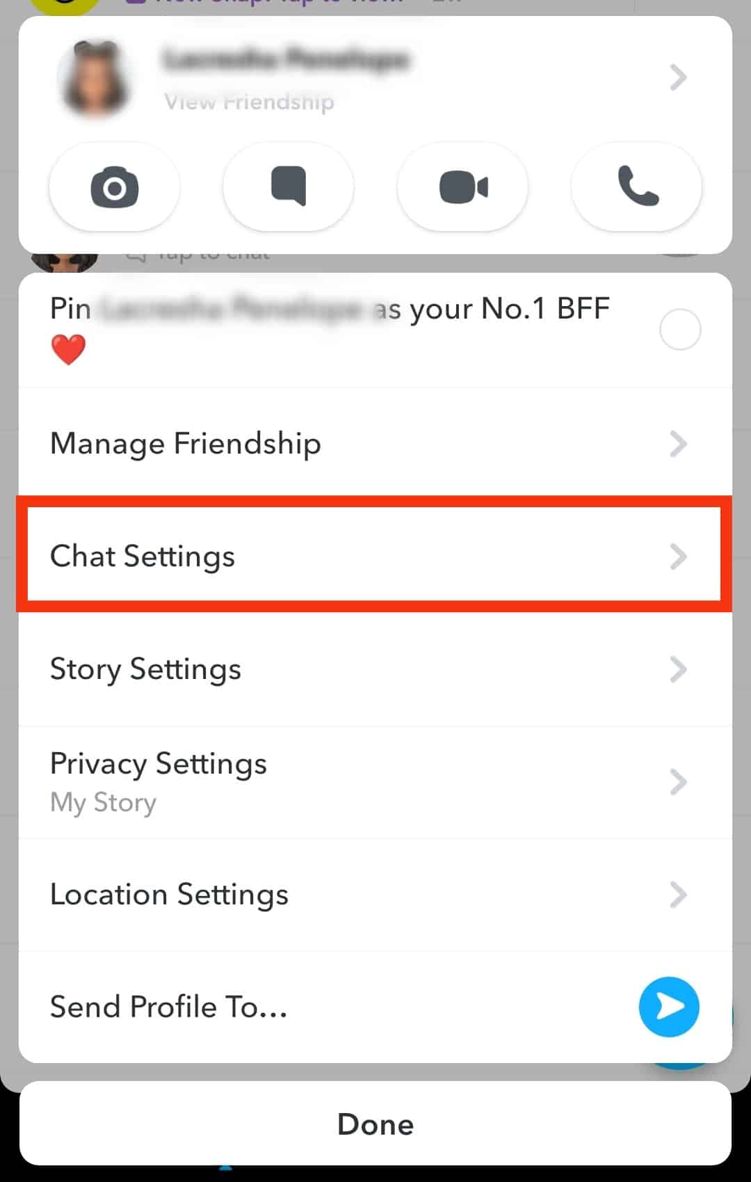 Tap On Chat Settings