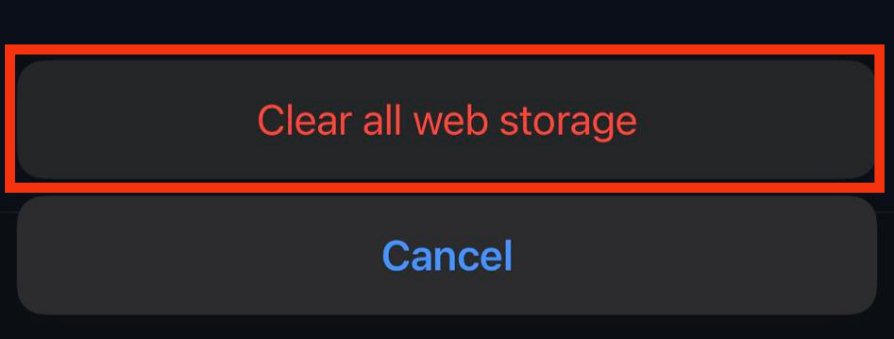 Tap Clear All Web Storage