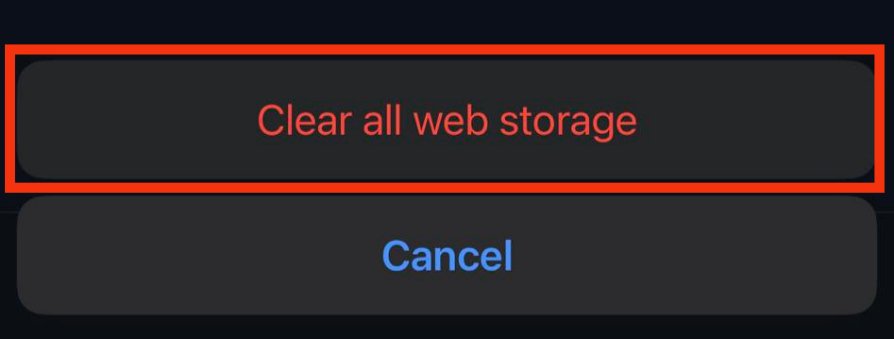 Tap Clear All Web Storage