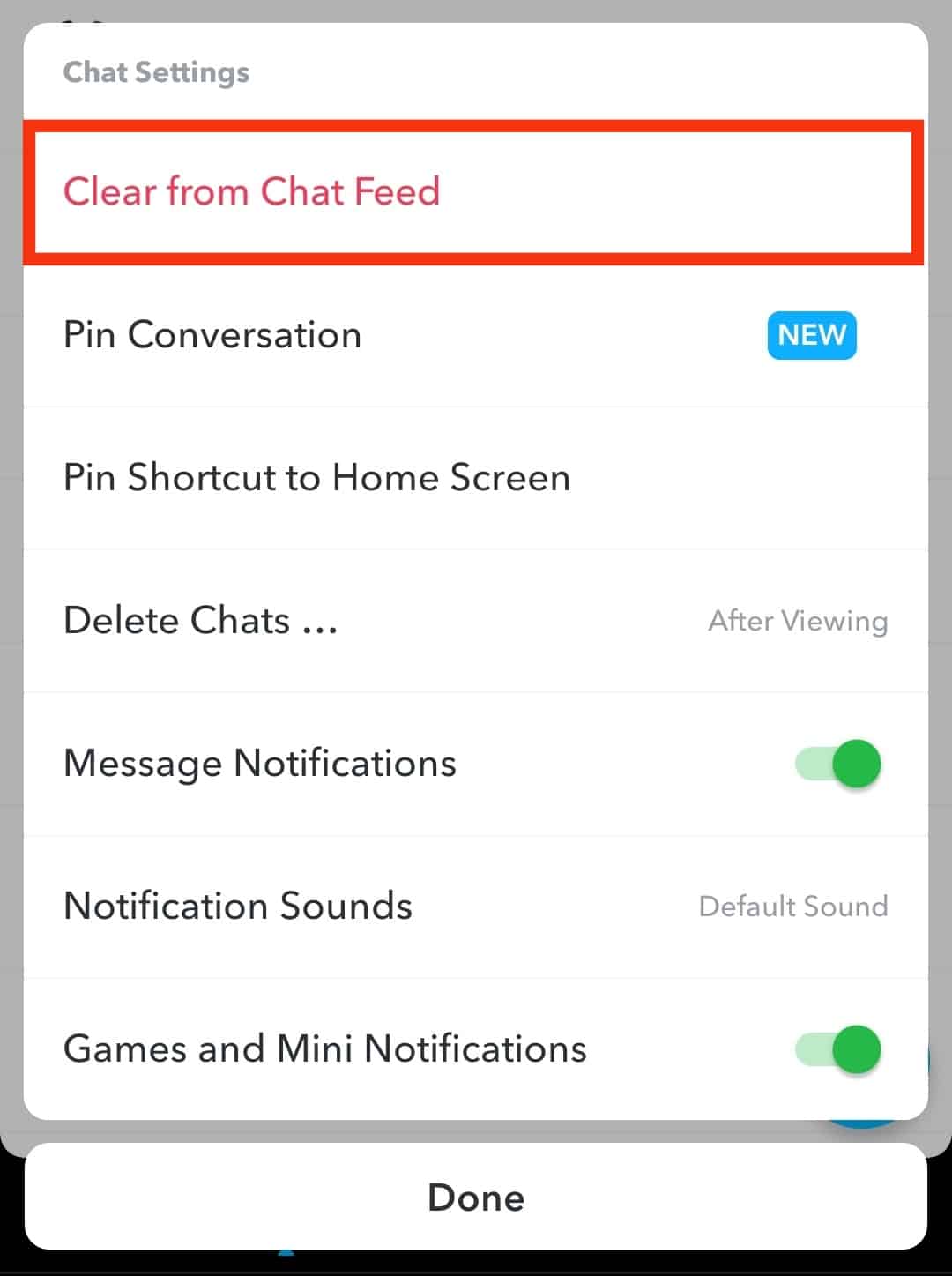 Tap On Clear From Chat Feed