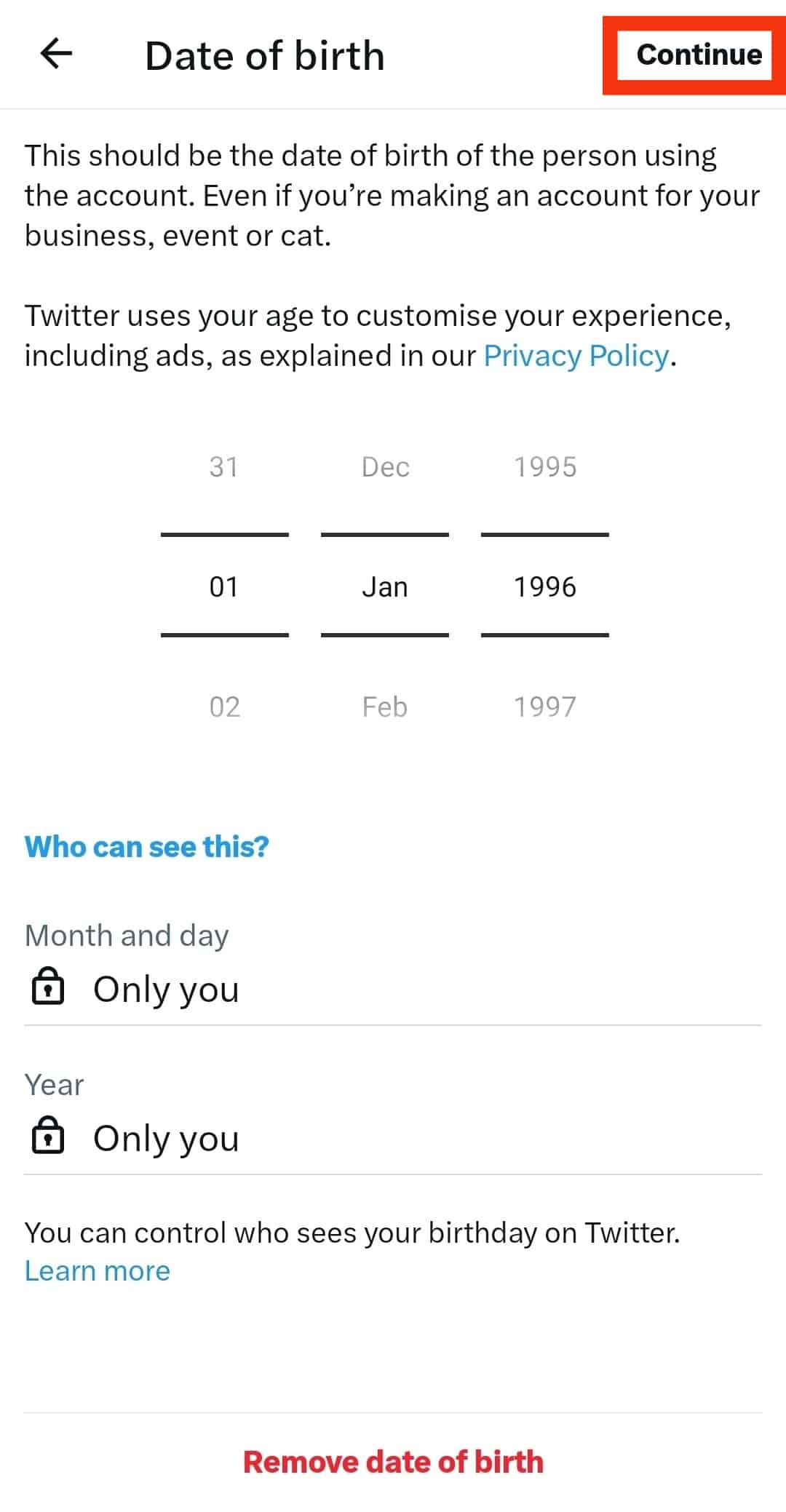 Tap On 'Continue'