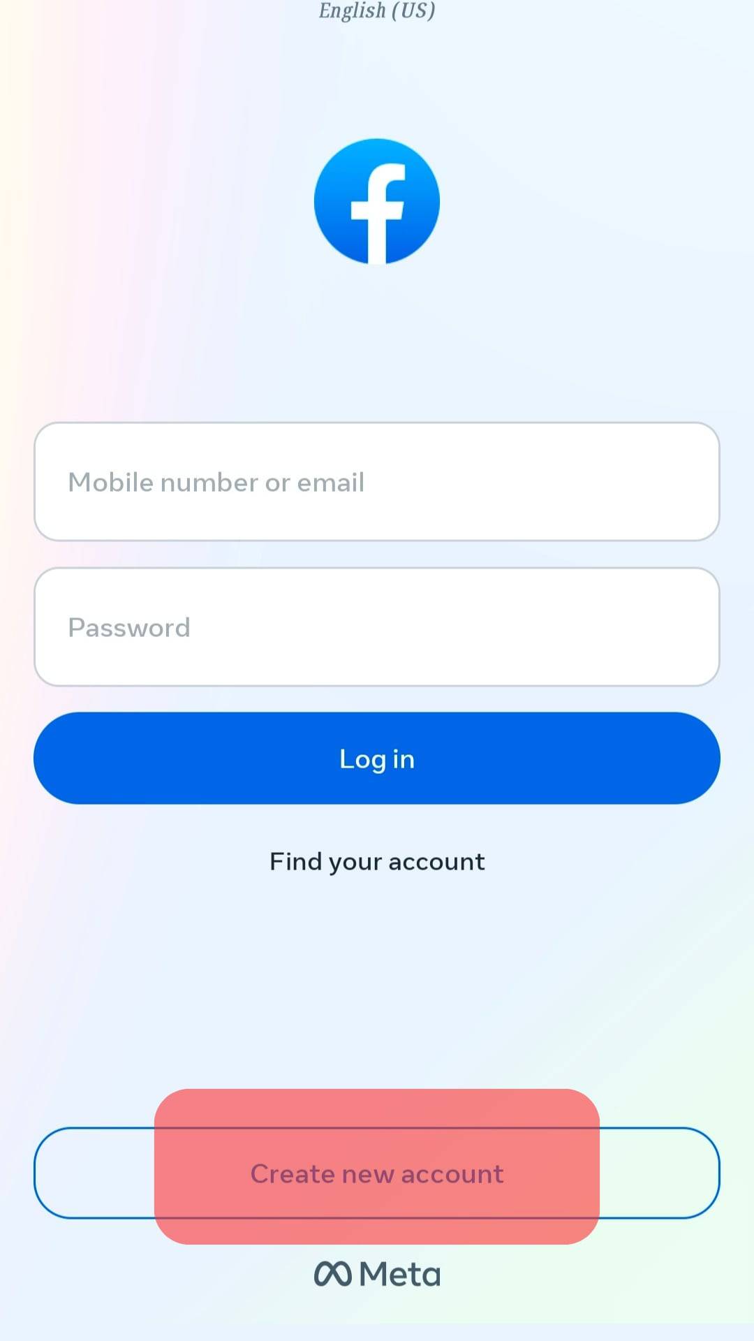 Tap On 'Create New Account.'