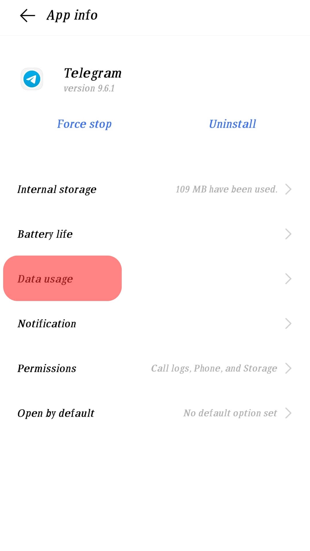 Tap On Data Usage