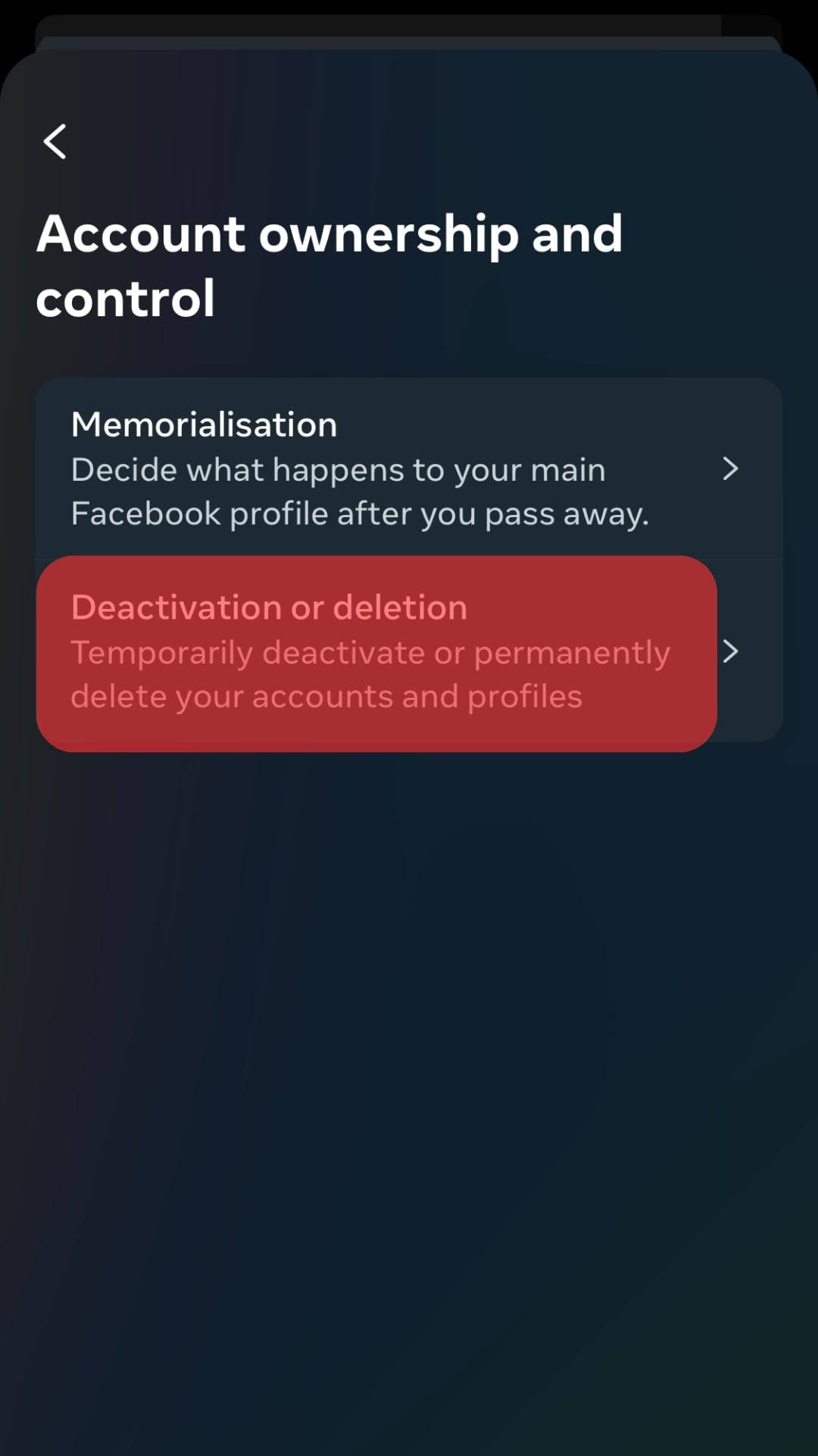 Tap On Deactivation And Deletion.