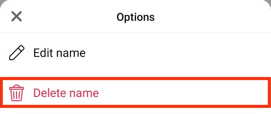 Tap On Delete Name