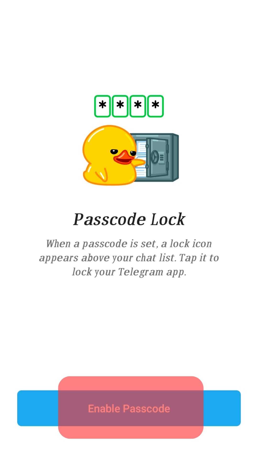 Tap On Enable Passcode.