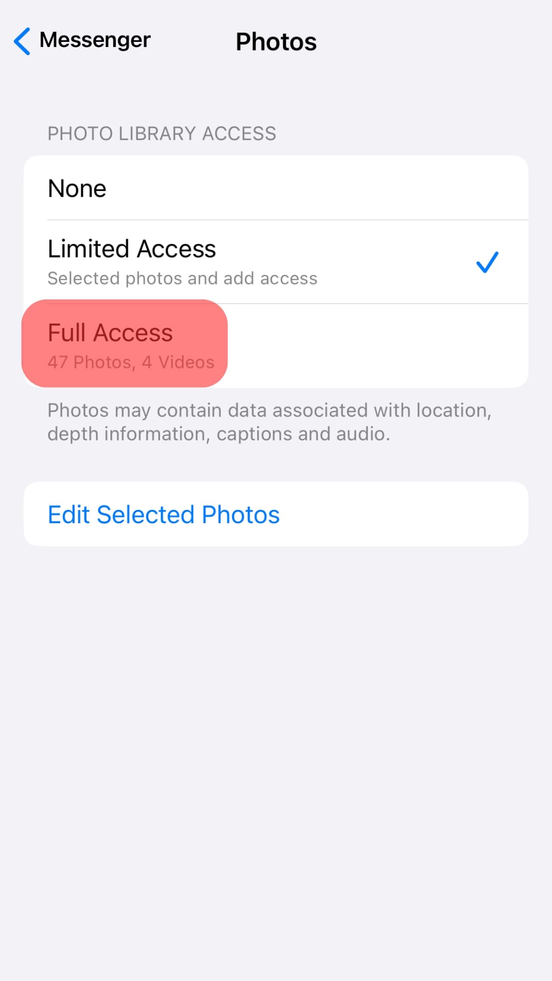 Tap On Full Access,