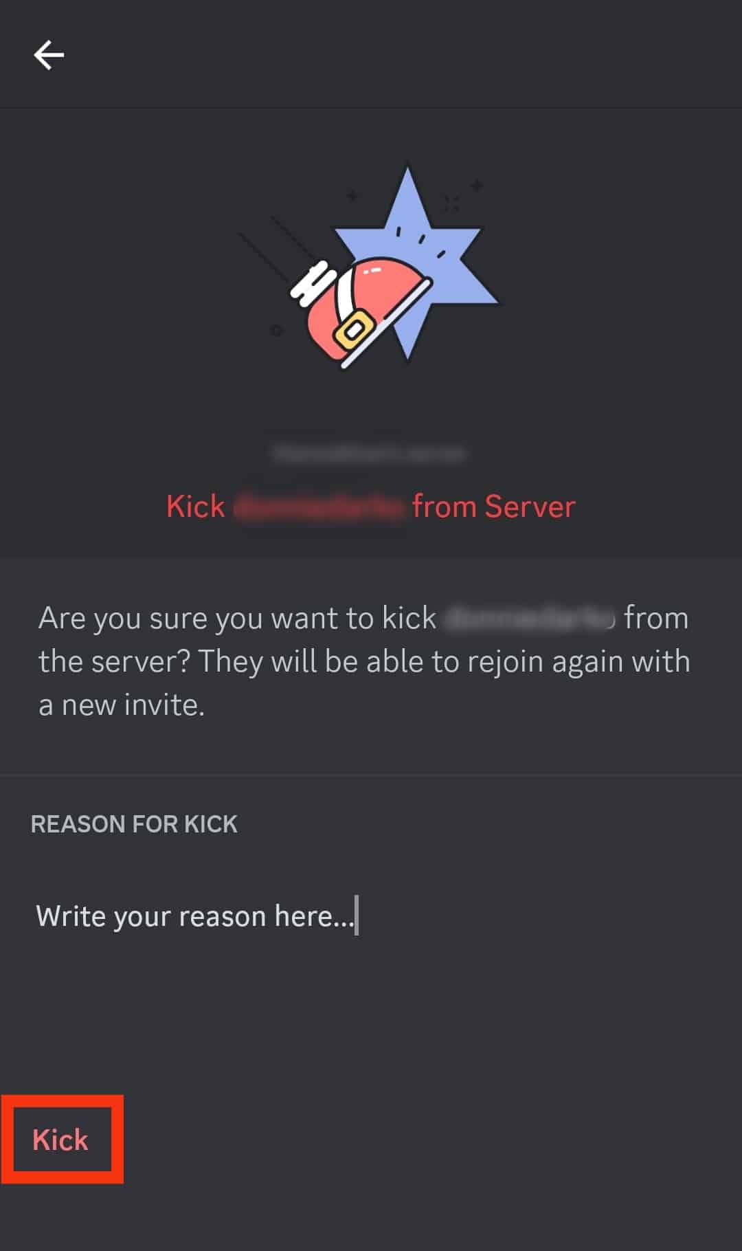 Tap On Kick To Confirm The Action