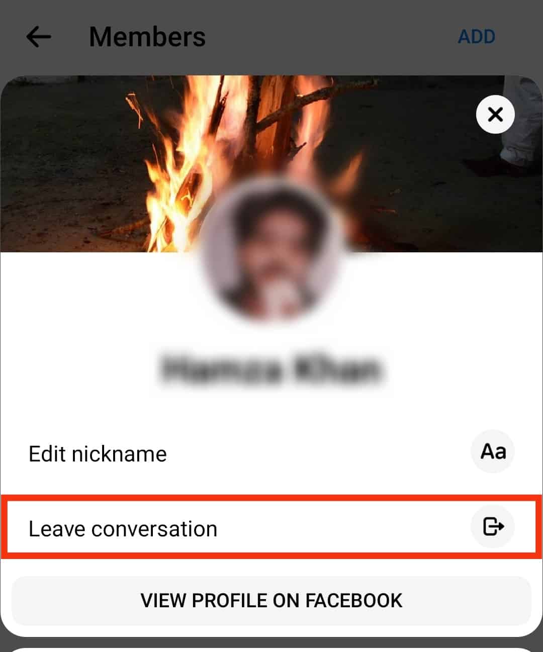 Tap On Leave Conversation 