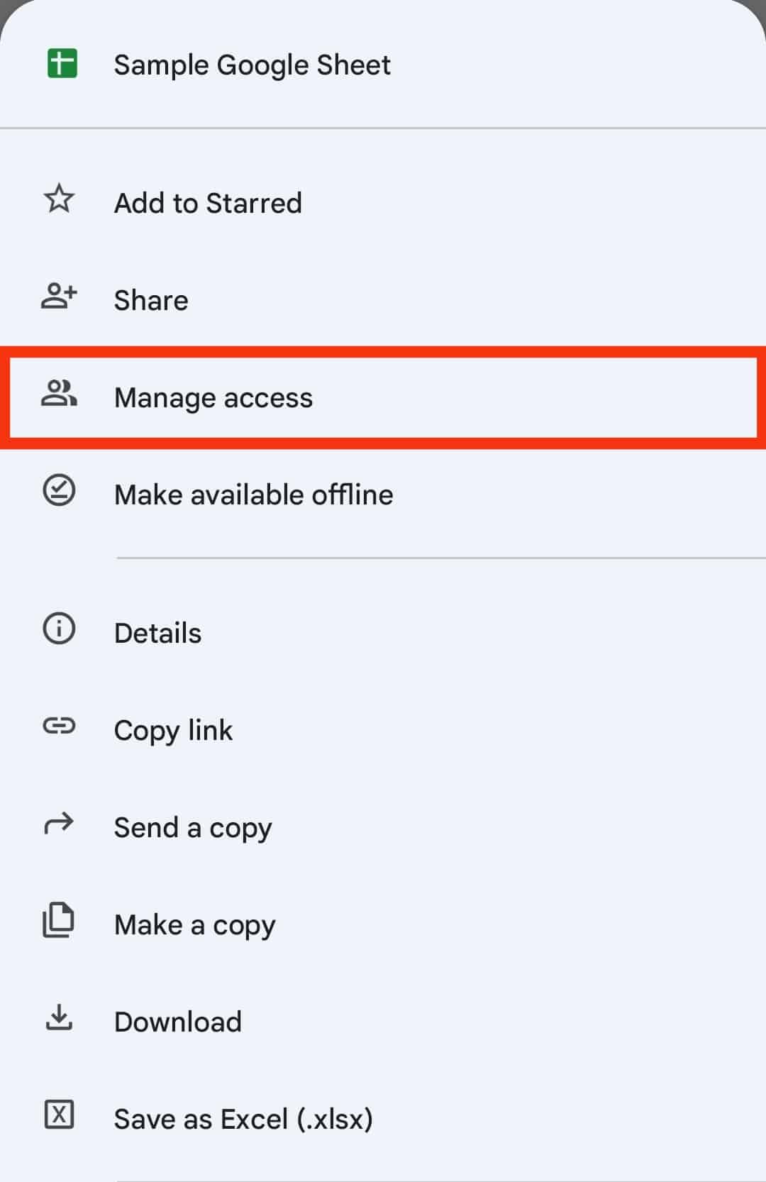 Tap On Manage Access Option