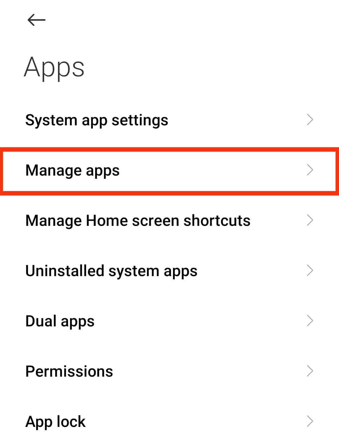Tap On Manage Apps