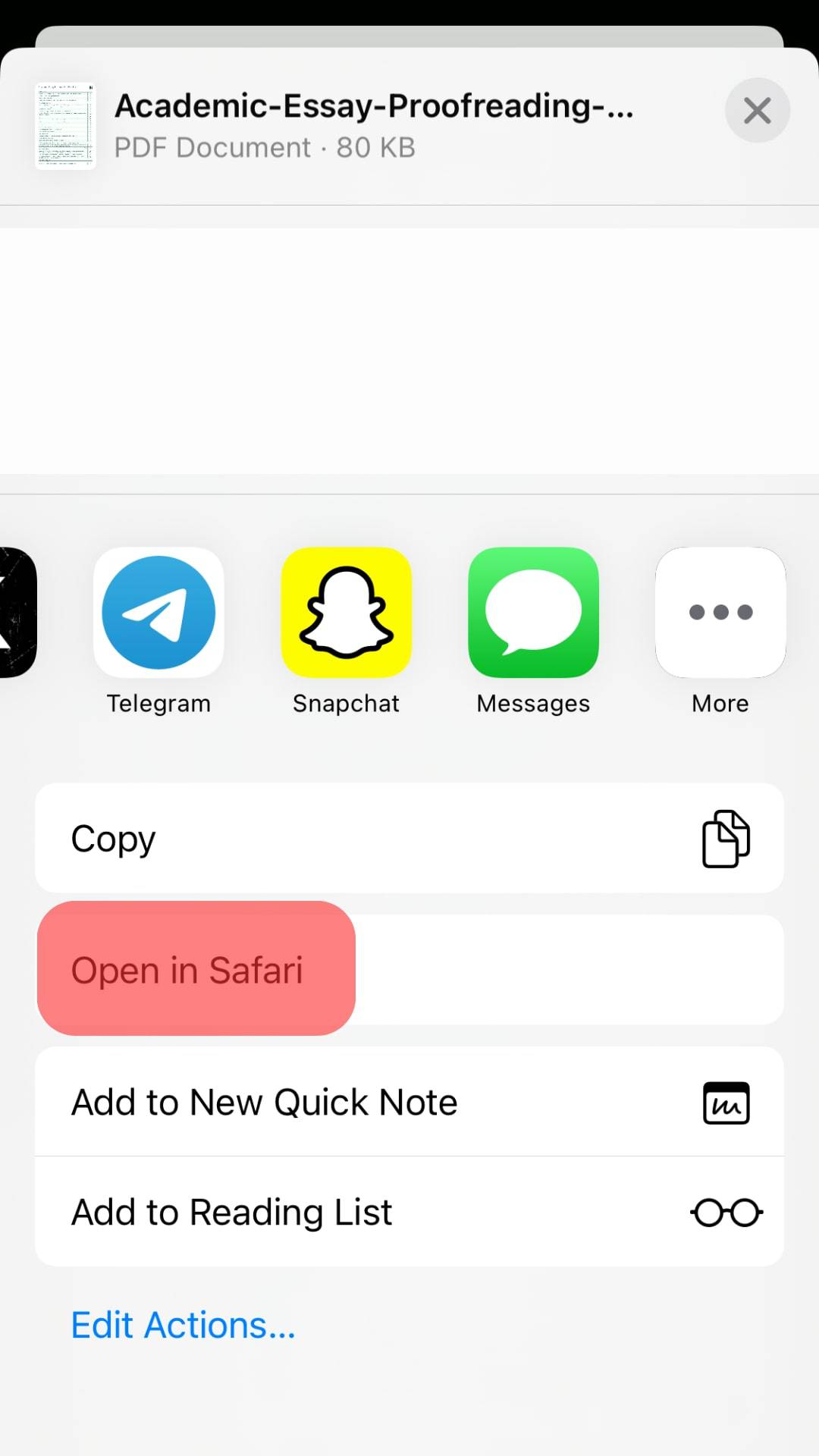 Tap On Open In Safari From The Menu