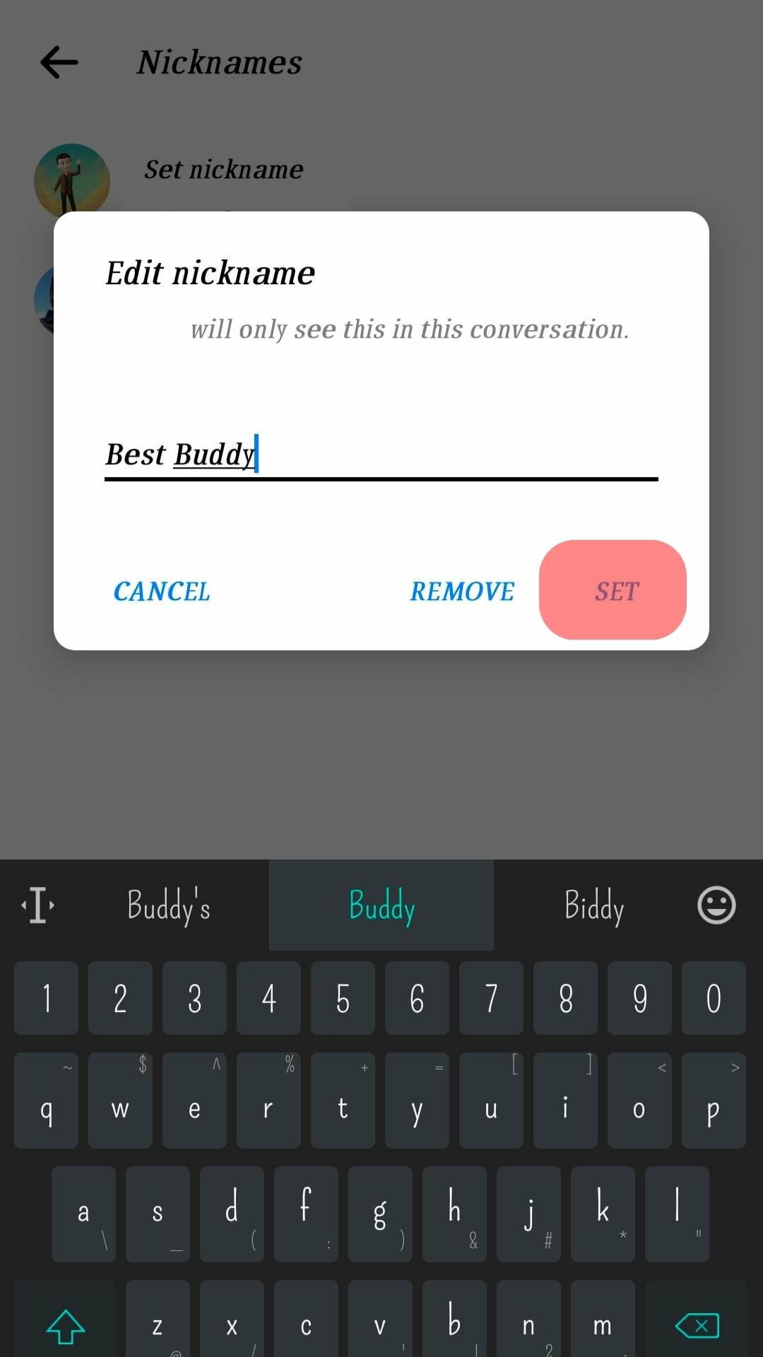Tap On Set To Set The Nickname