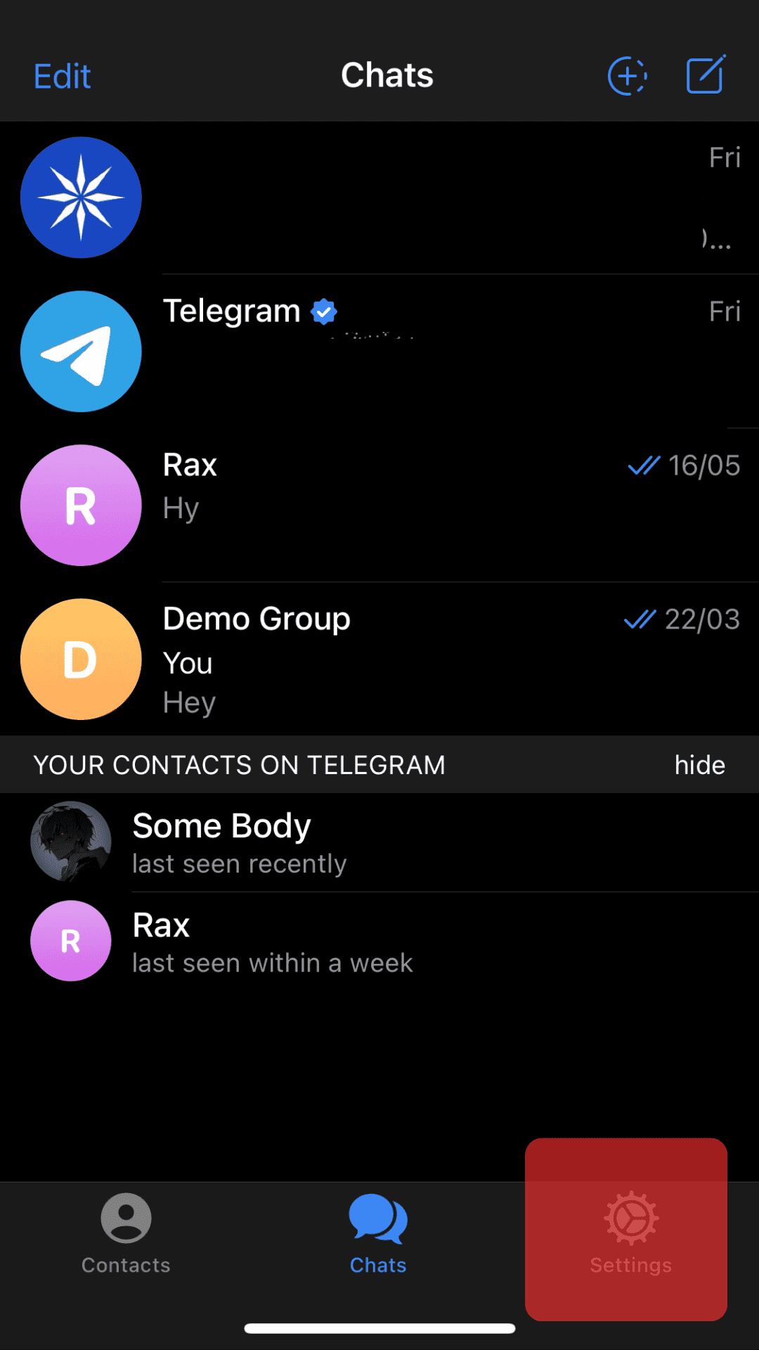 Tap On Settings In The Bottom Right Corner Telegram