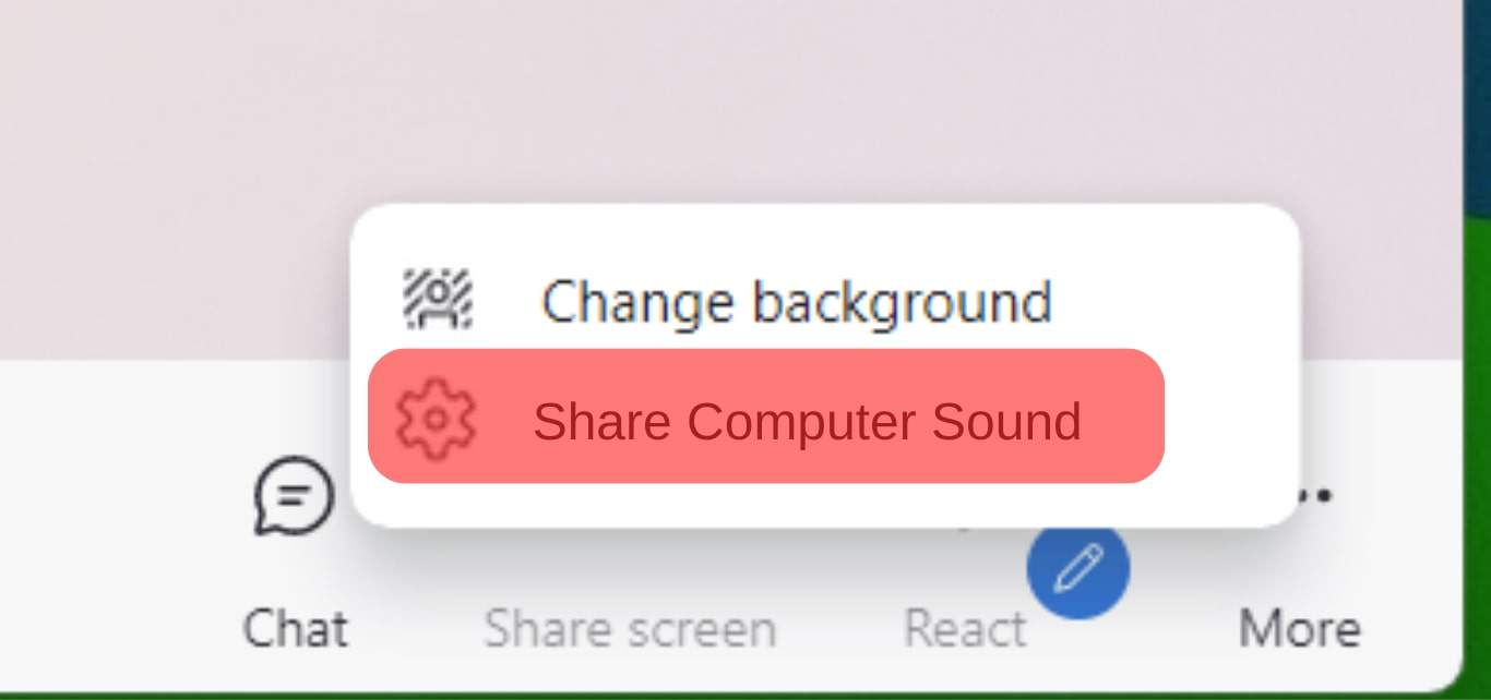 Tap On Share Computer Sound.