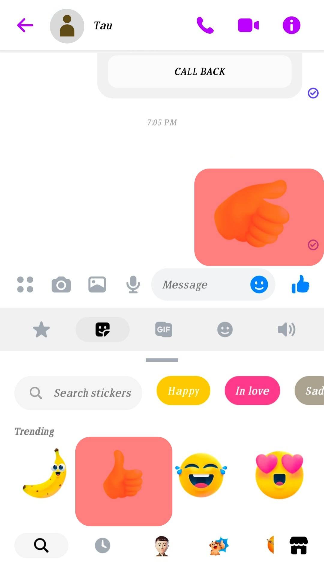 Tap On Sticker To Send