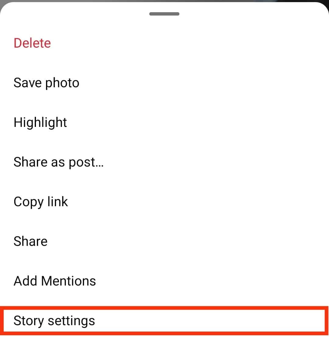 Tap On Story Settings