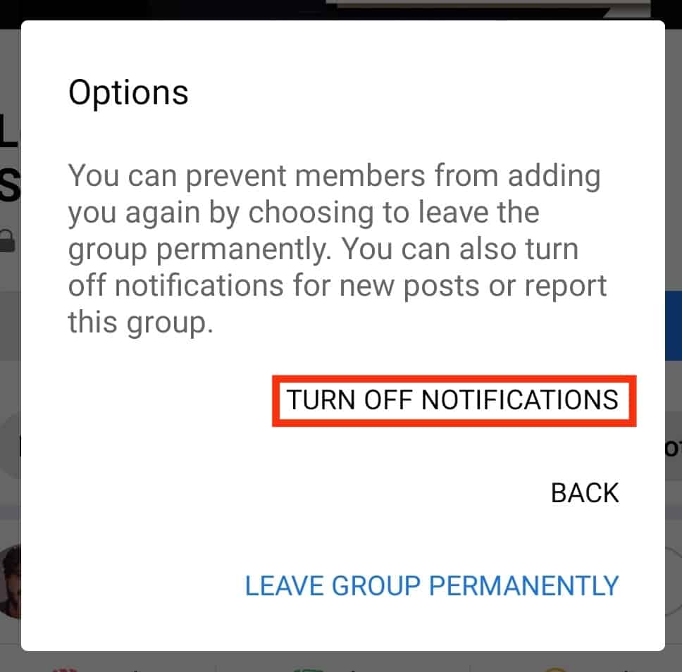 Tap On Turn Off Notifications
